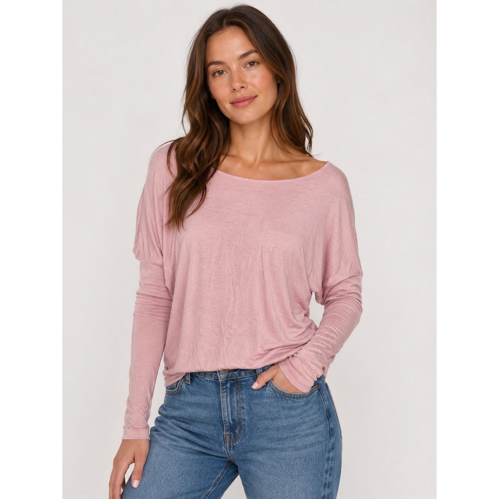 Forever‎ 21 Mauve Pink Reversible Twist Front Long Sleeve Top with Thumbholes M